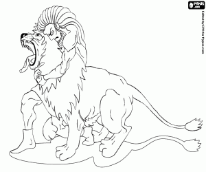 Fight of Samson against the lion coloring page