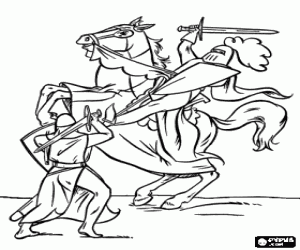 A fight with swords coloring page