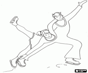 Figure skating in pairs coloring page