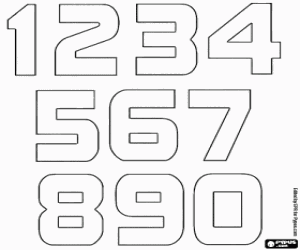 Figures from 1 to 9 and 0 coloring page