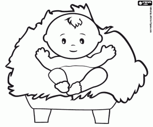 Figurine of Jesus in the Manger coloring page