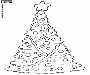 Fir already decorated for Christmas coloring page