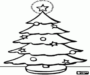 A fir with a Christmas star coloring page