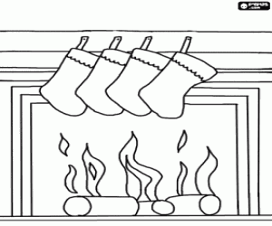 The fire on the night of Christmas coloring page