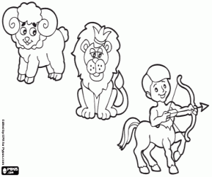 The fire signs of the horoscope coloring page