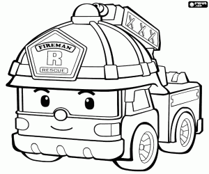 The fire truck Robotruck Roy coloring page