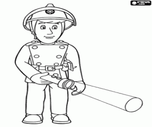 Firefighter Elvis with flashlight coloring page