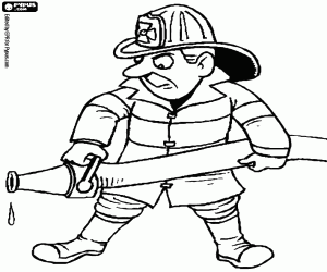 A firefighter with water problems coloring page