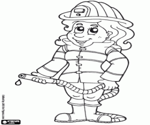 Firefighter woman coloring page