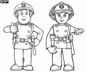 The firefighters Sam and Penny coloring page