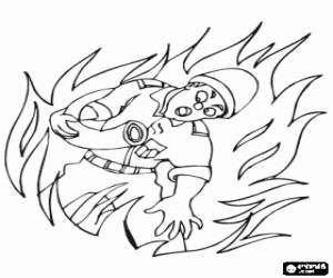 Fireman among the flames coloring page