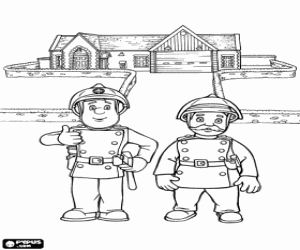 Fireman Sam and Chief Steele coloring page