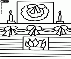Fireplace with Christmas garlands coloring page