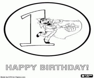 First birthday and Count Dracula coloring page