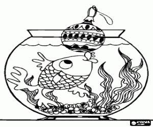 A fish at Christmas coloring page