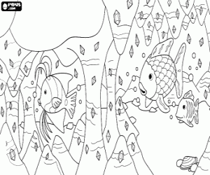 The fishes and the coral columns coloring page