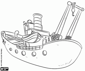 Fishing boat coloring page