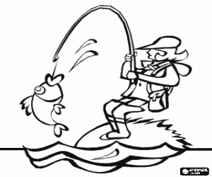 Fishing in the river coloring page