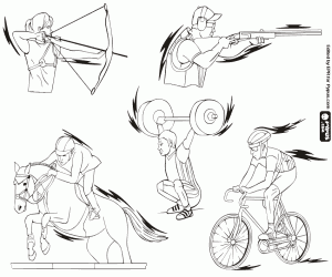 Five Olympic sports coloring page