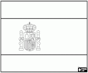 Flag of Spain with coat of arms coloring page