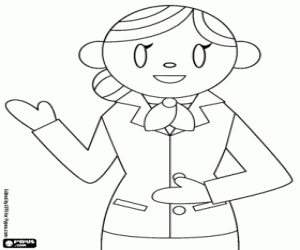 The flight attendant speaking coloring page