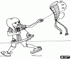 The flight of a kite coloring page