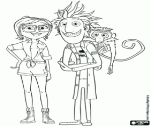 Flint, Sam and Steve the monkey coloring page