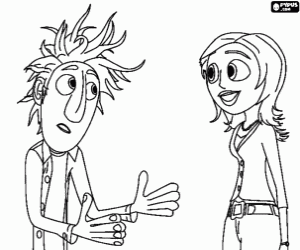 Flint and Sam talking coloring page