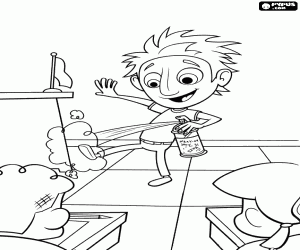 Flint shows his invention in class coloring page