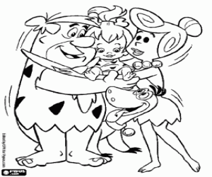 The Flintstones family coloring page