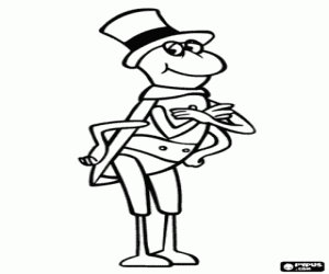 Flip the grasshopper with hat coloring page