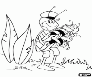 Flip with Maya and Willy on his arms coloring page