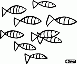 Flock of fish coloring page