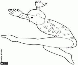 Floor exercise, gymnastics coloring page