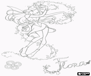 Flora, Fairy of flowers coloring page