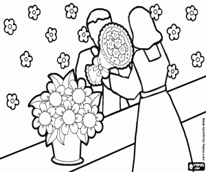 A florist and a customer coloring page