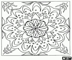 A flower, mandala in a square coloring page