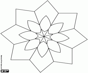 Flower origami, pattern coloring page