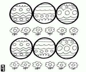 Flowers and Easter eggs coloring page