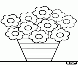 Flowers in a pot or flowerpot coloring page