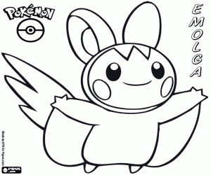 A flying Pokemon, Emolga coloring page