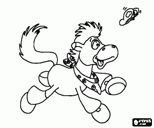 A foal and the butterfly coloring page