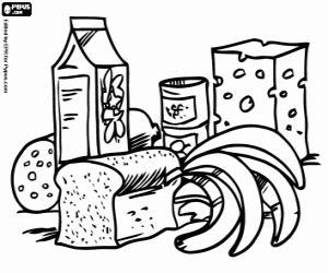 The food on the table coloring page