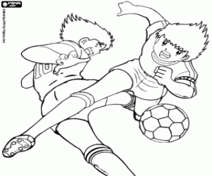 Football match, Captain Tsubasa coloring page