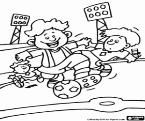 Football match at the stadium coloring page