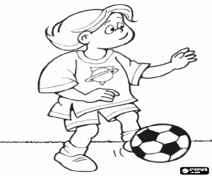 A footballer boy with the ball coloring page