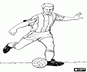 A footballer kicking the ball coloring page
