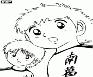 The footballers in Captain Tsubasa coloring page