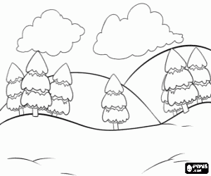 Forest completely snowed coloring page