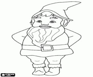 The forest gnome with pointy hat coloring page